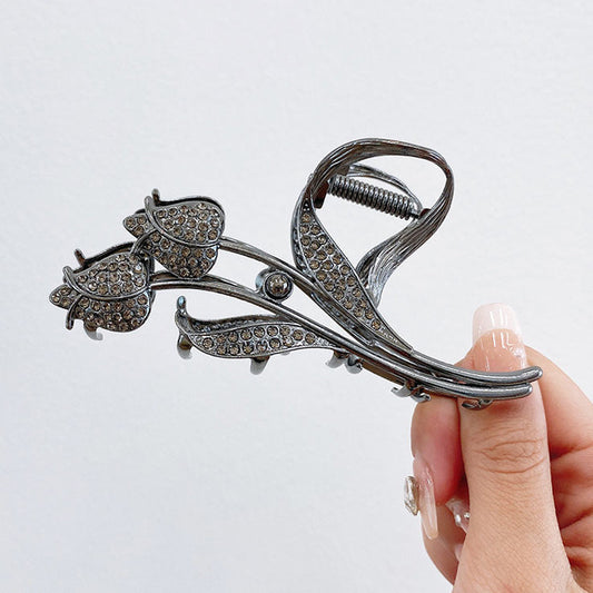 AC72 pinza para el cabello tulipanes grises acrílico 10cm