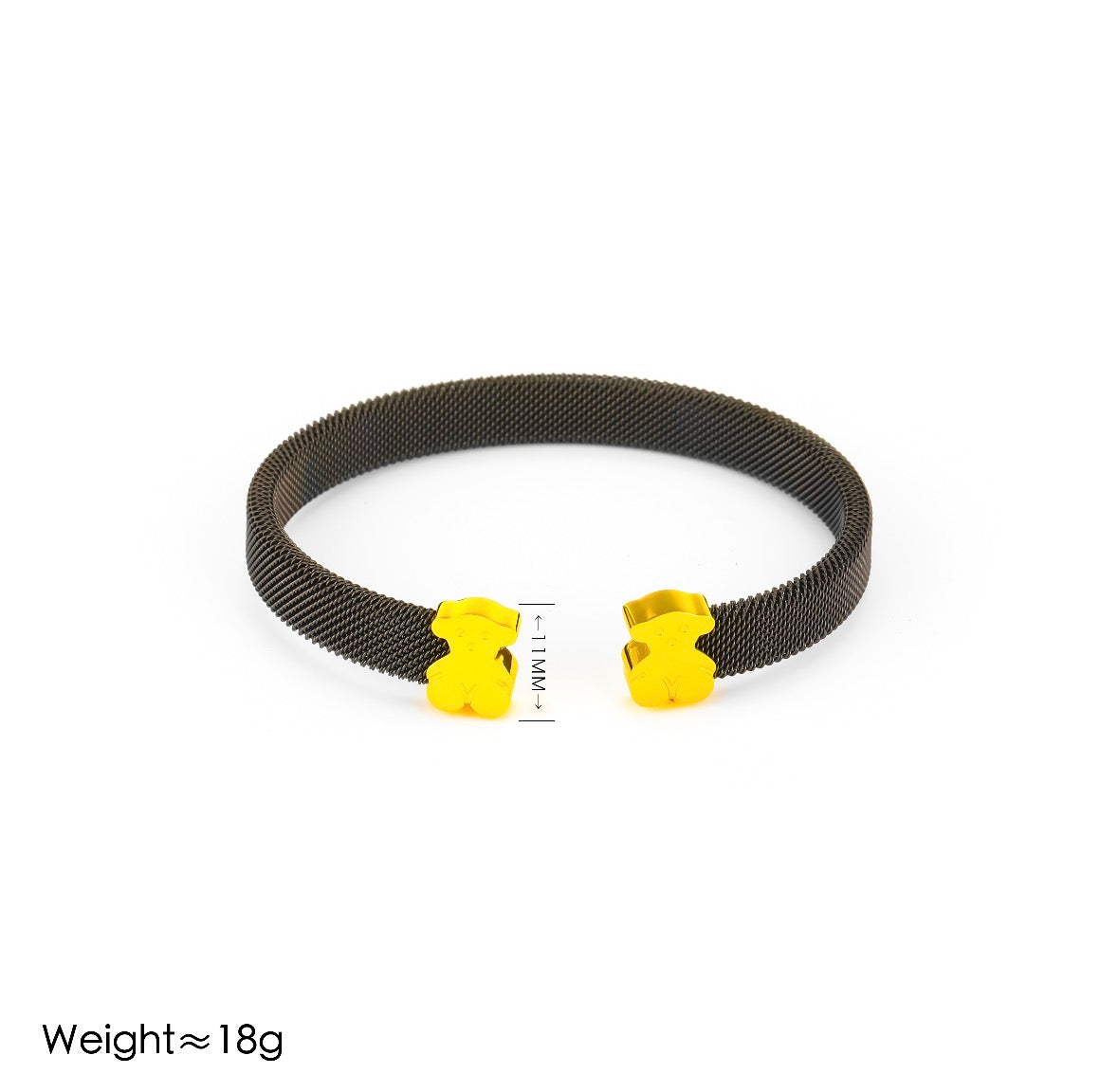 B715 brazalete negro abierto acero inoxidable chapado en oro de 18k