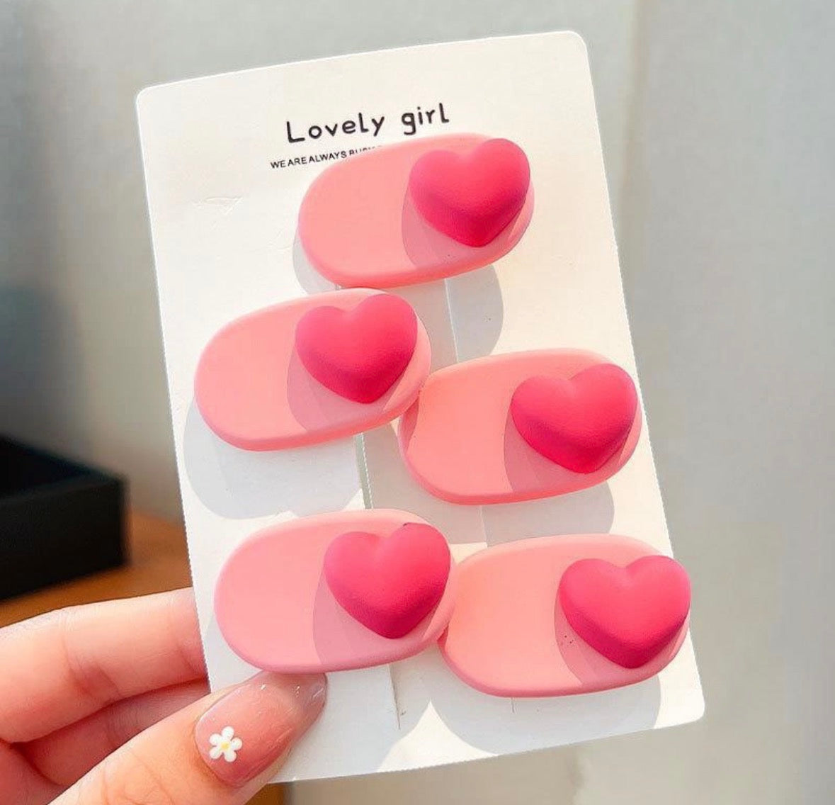 Ac94 pinzas para el cabello clip rosa incluye 5 piezas