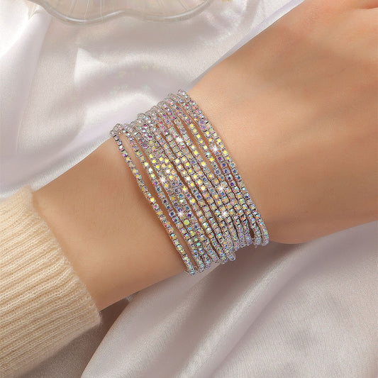 B439 pulsera elástica diamante de  imitación brillante fiesta ajustable