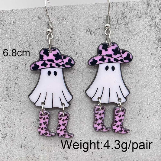 E4035 Aretes fantasma vaquero acrílico 5.5cm
