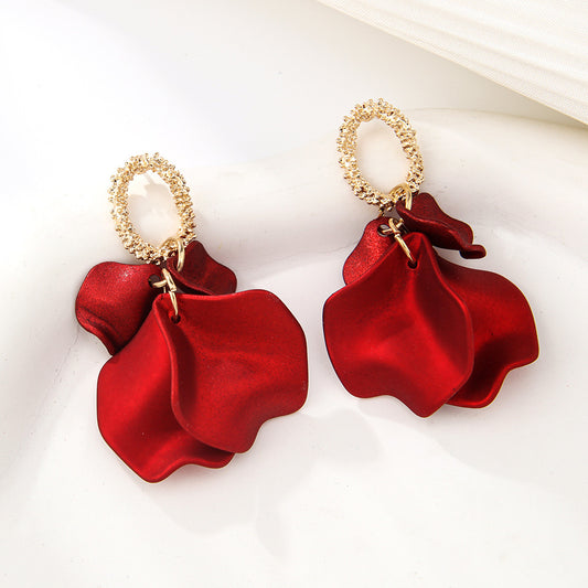 E7311R Aretes petalos ligeros de acrilico fiesta 5cm