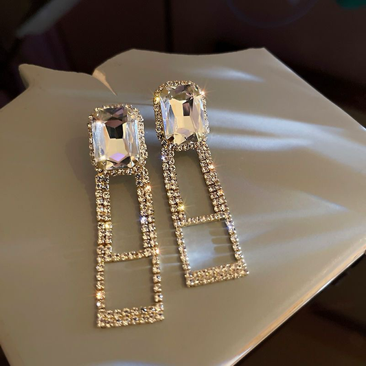 E3969 Aretes diamantes de cristal brillante aleacion 8cm