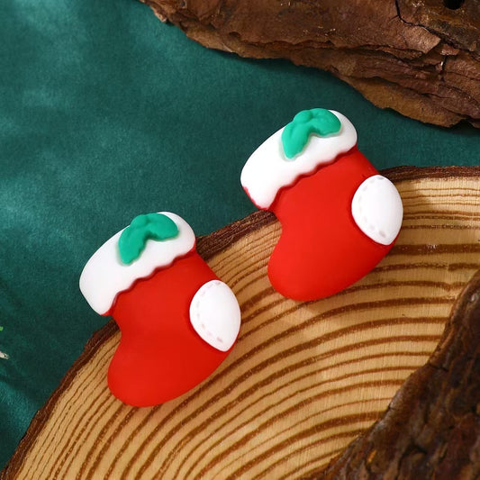 E4202 aretes bota navideña resina 2cm