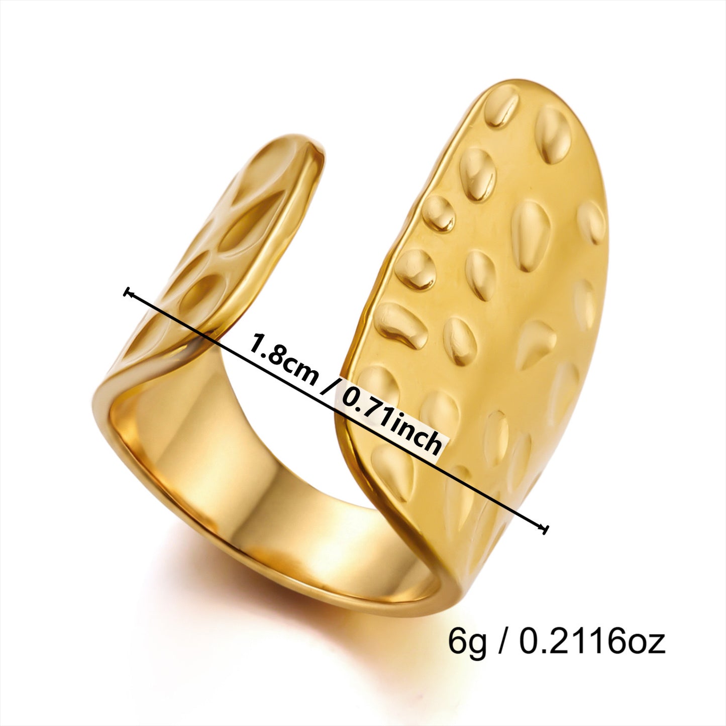 A594 Anillo abierto acero inoxidable 304 con chapado en oro de 18k