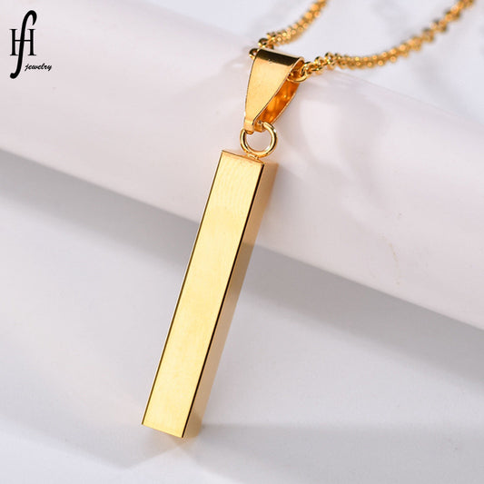 C601 Collar caballero acero inoxidable chapado en oro 18k largo 29cm dije 4cm
