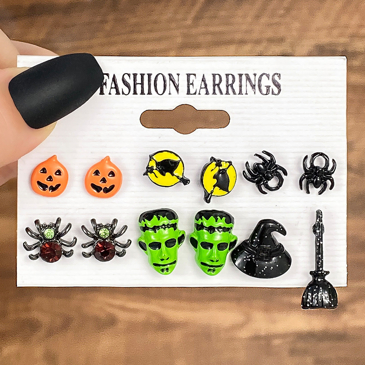 E3998 conjunto de aretes calabaza Halloween aleacion 1cm
