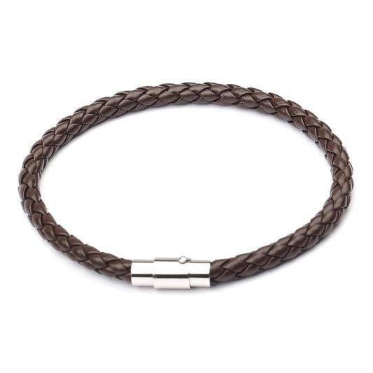 B304C Pulsera caballero cuero sintetico hebilla acero inoxidable magnetica