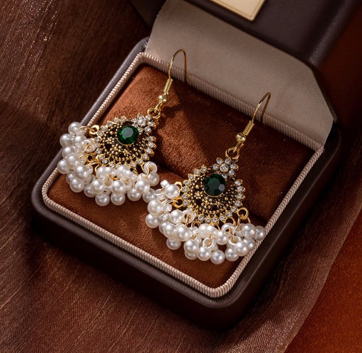 E4464 Aretes perlas estilo vintage aleacion 3cm