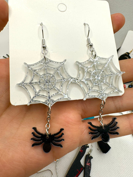 E524 Aretes Araña Telaraña Halloween