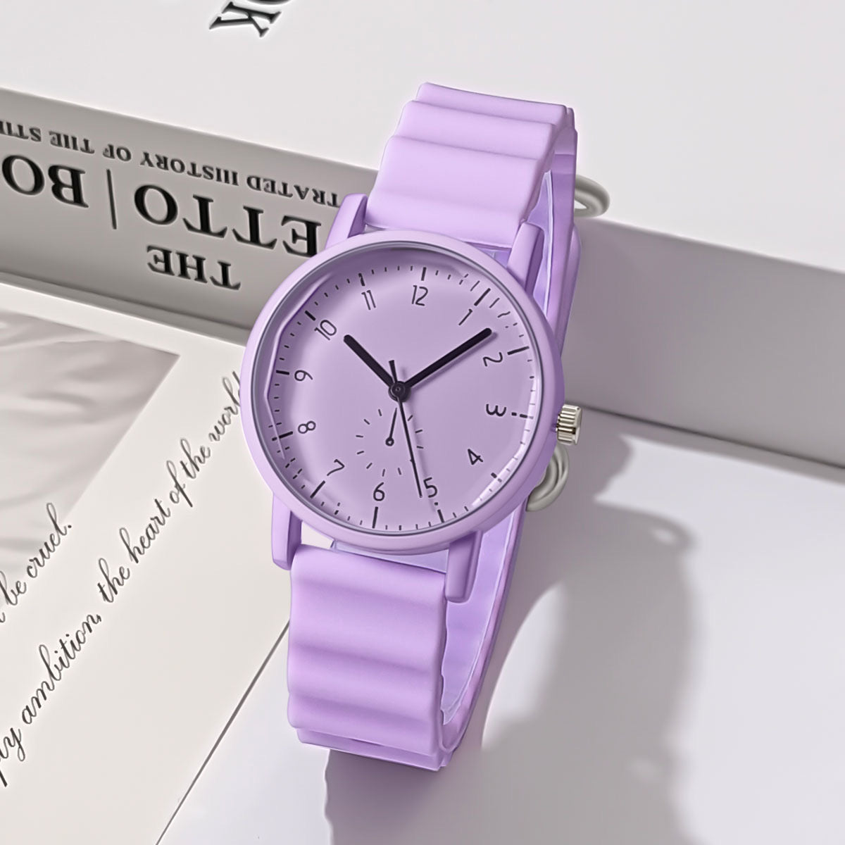 R120M Reloj morado correa gel de silice para mujer