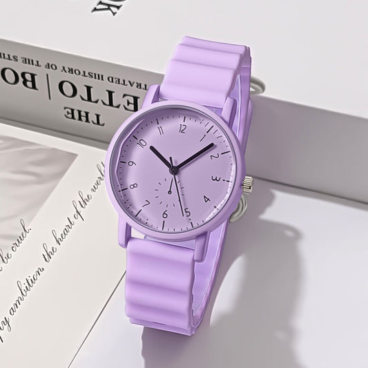 R120M Reloj morado correa gel de silice para mujer