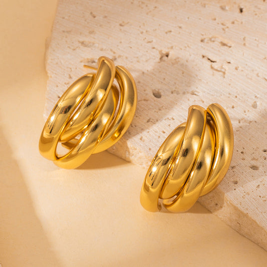 E3281 Aretes simulando arracada acero de titanio 2.5cm