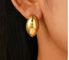 J591 Aretes gota dorada acero inoxidable chapado en oro de 18k 3cm