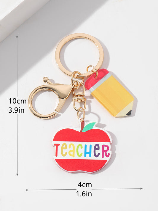 K91 llavero manzana teacher acrílico 10cm
