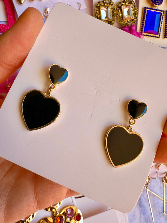 E1721 Aretes corazón esmaltado aleación enchapado