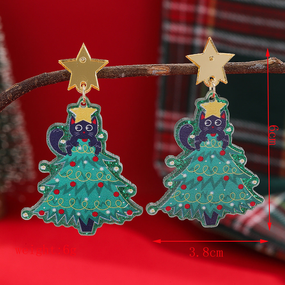E4448 Aretes arbol navidad acrilico 5.5cm