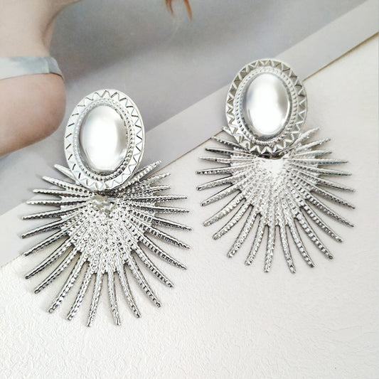 E3600 Aretes corazón plateado aleacion 8cm