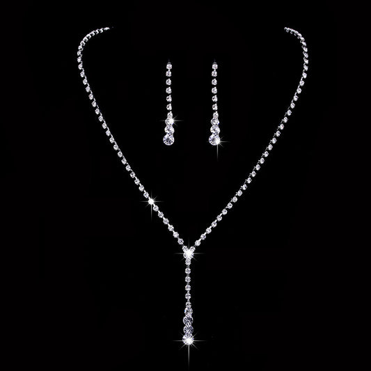 C1610 Conjunto collar aretes de fiesta brillante collar 23cm aretes 4cm