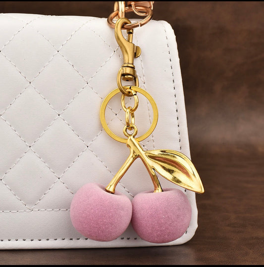 K148 llavero cerezas rosas aleacion enchapado 7cm