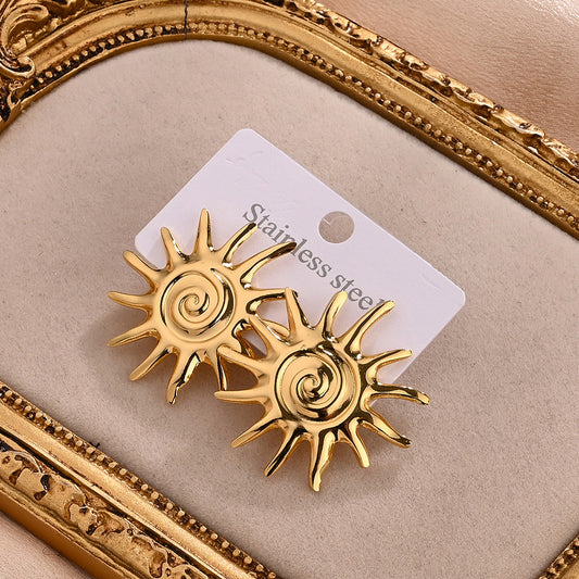 E4298 Aretes sol dorado acero inoxidable 3cm