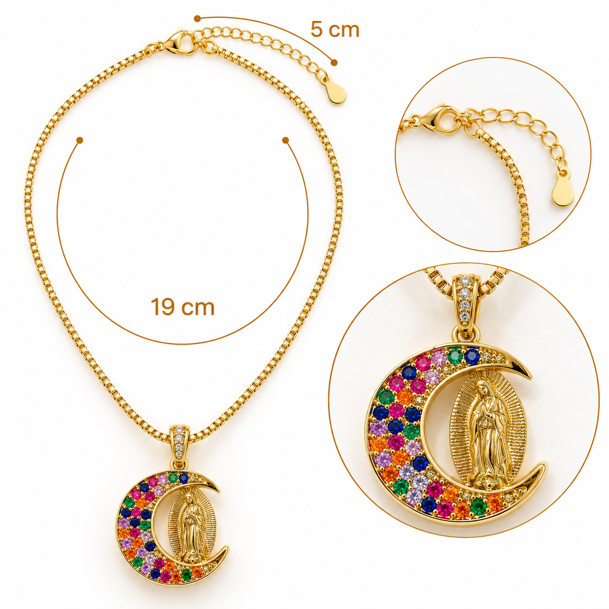 C089 Collar con dije religioso de acero inoxidable 304