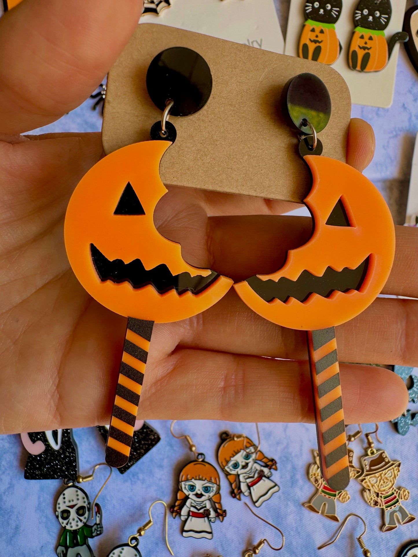 JY40 Aretes Paleta Calabaza Halloween