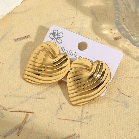 E5983 Aretes corazon nudo dorado acero inoxidable 3cm