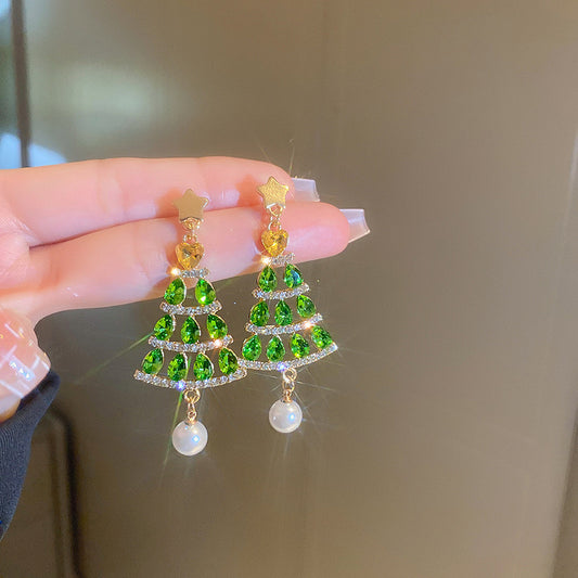 E4255 Aretes árbol de Navidad poste de plata 5cm