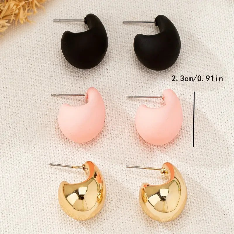 E7357 Conjunto 3 pares gota acrilico 2cm