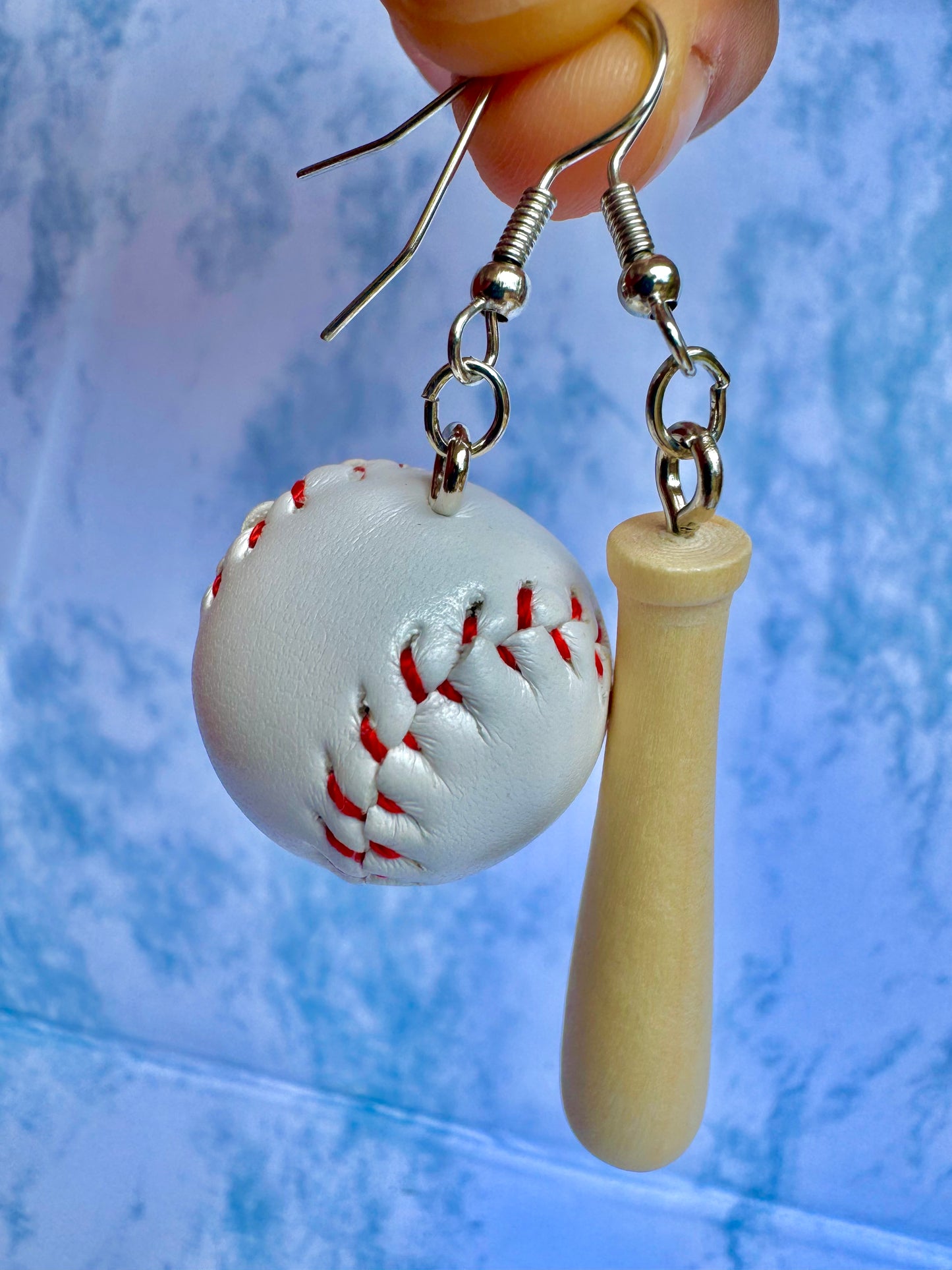 E1848 Aretes beisbol pelota bat asimetricos 7cm