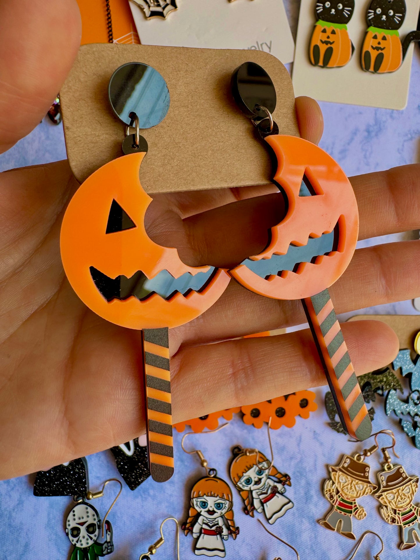 JY40 Aretes Paleta Calabaza Halloween