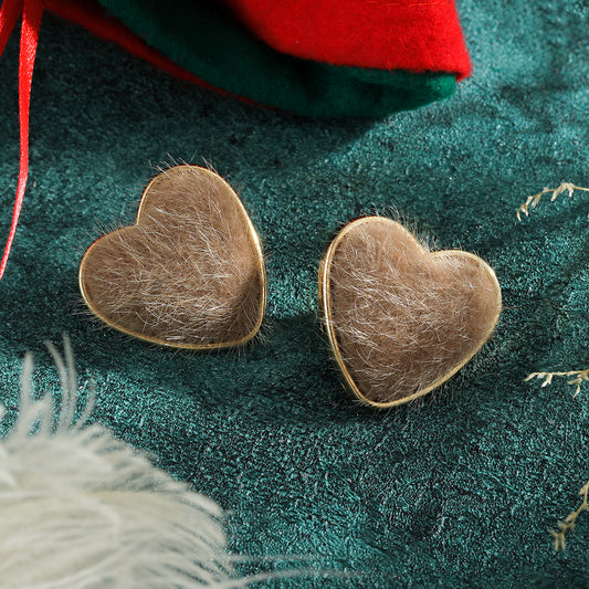 E4951 Aretes corazón flopado nude aleacion 3cm