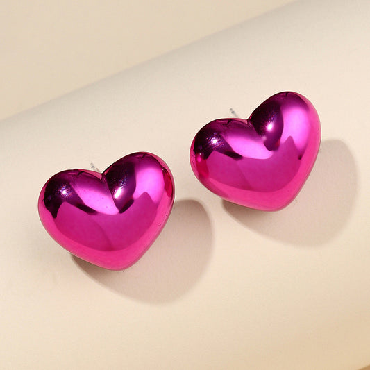E3167R Aretes corazon rosa globo 1.7cm