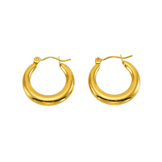 E3553 Arracadas acero titanio chapado en oro de 18k 2.5cm