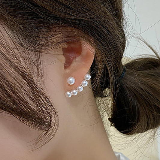 E3395Aretes perla blanca  aleacion 2cm