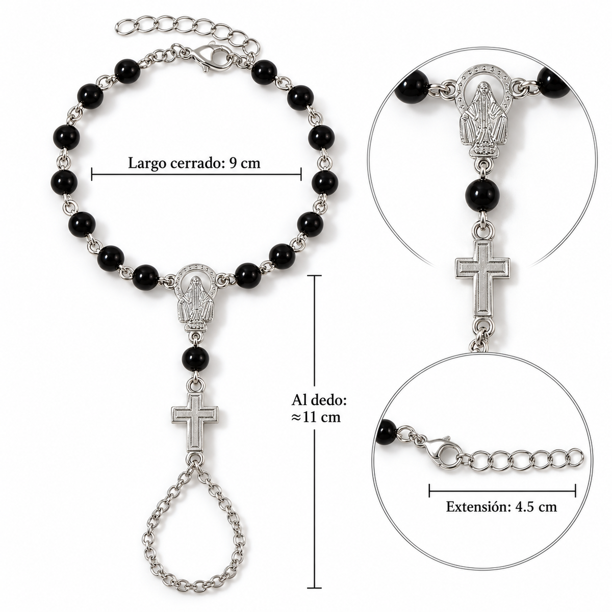 B765 Pulsera religiosa cuencas de acrilico de aleacion