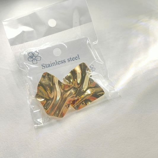 E5023 aretes cuadro dorados abstracto acero inoxidable 3cm