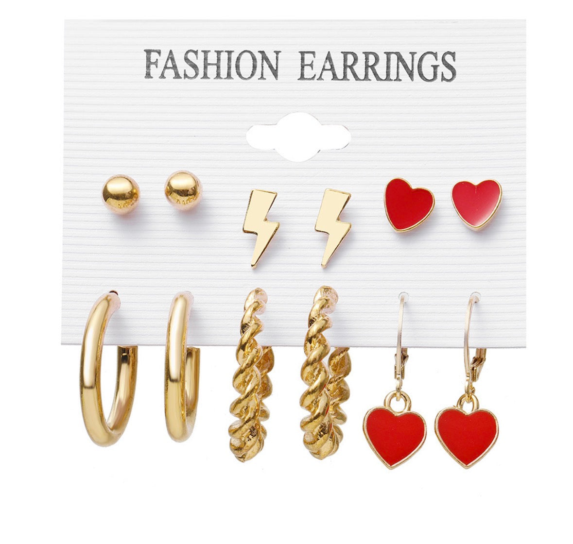 E5104 Conjunto de aretes corazón rojo aleacion 3cm