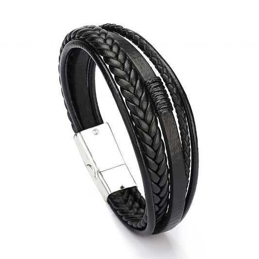 B315N Pulseras caballero cuero sintetico aleacion 22cm