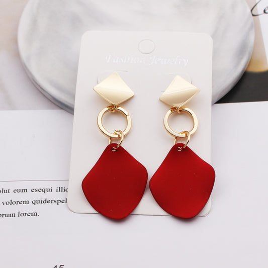 E4224 aretes rombo rojo aleacion 4cm