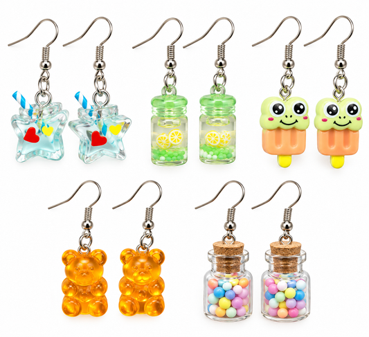 E7492 Set de 5 pares de aretes aleacion