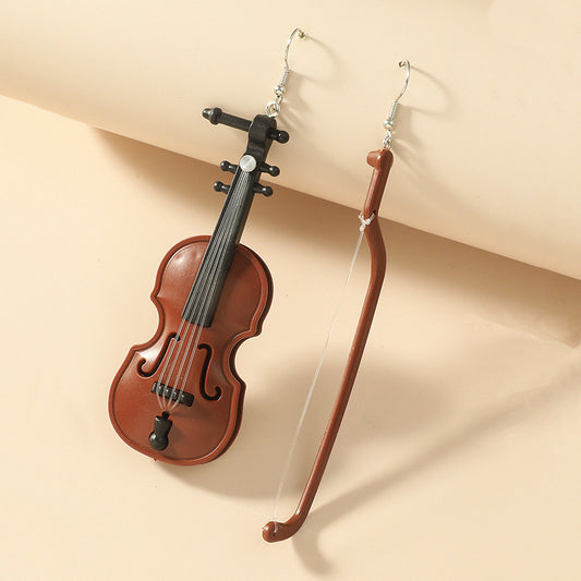 E4086 Aretes asimétricos violín aleacion 9cm