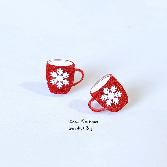 E4118 Aretes taza de Navidad 1.5cm