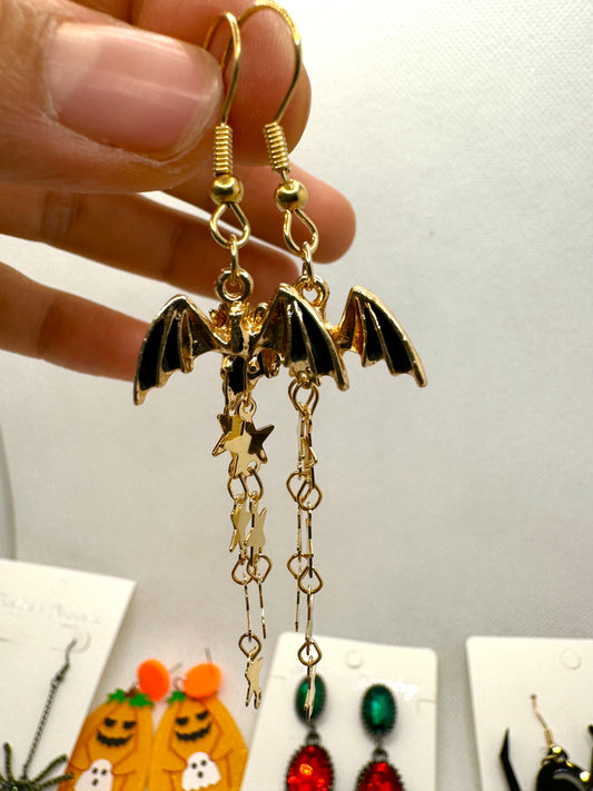 E232 Aretes Murciélago Estrellas Halloween