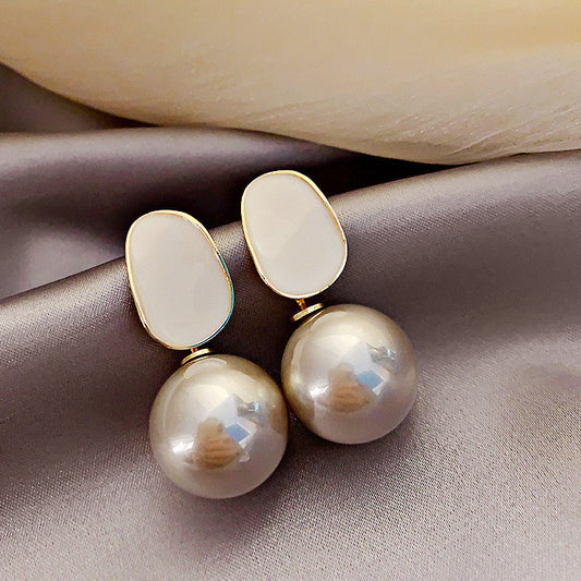 E7171 Aretes perla gris elegantes aleacion 4cm
