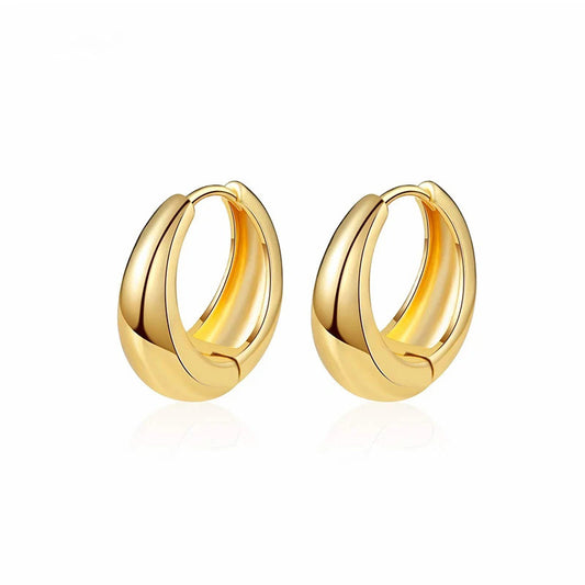J572 Arracadas doradas acero inoxidable chapado en oro de 18k 1cm