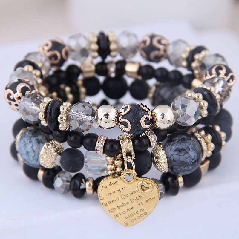 B951N Conjunto pulseras cadena con cuentas yakli aleacion elastica