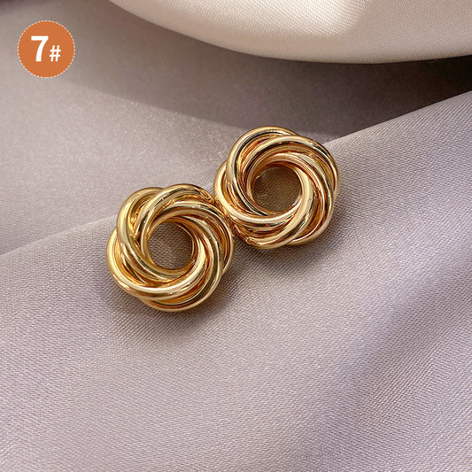 E3435 Aretes aro dorado aleacion poste de plata 2cm