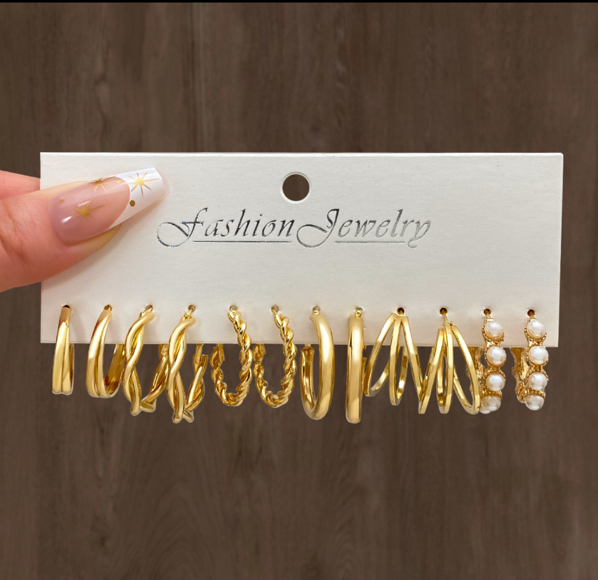 E4758 conjunto de arracadas doradas aleación 2cm